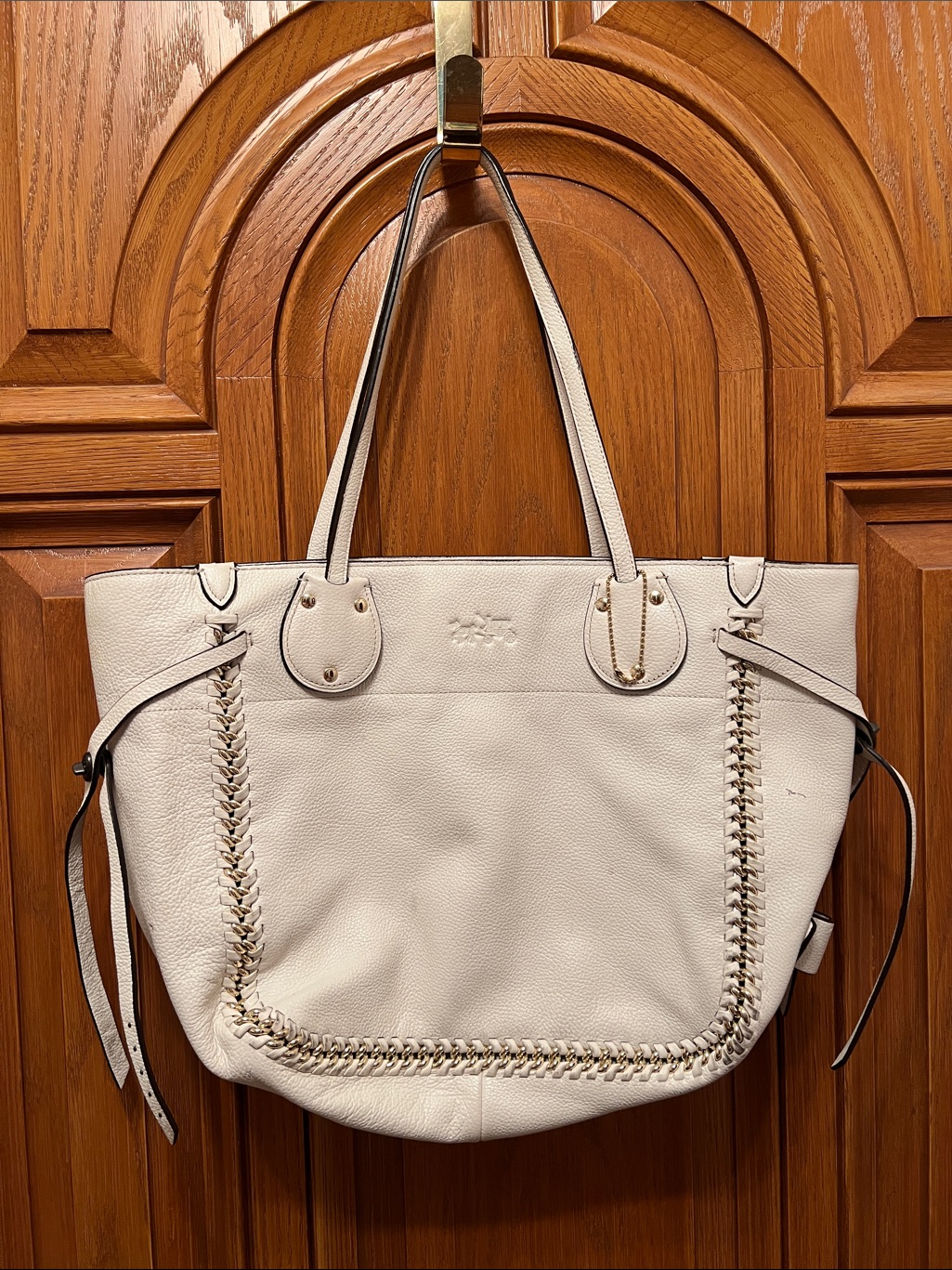 Coach Leather Tatum Tote Whiplash White Tote Bag
